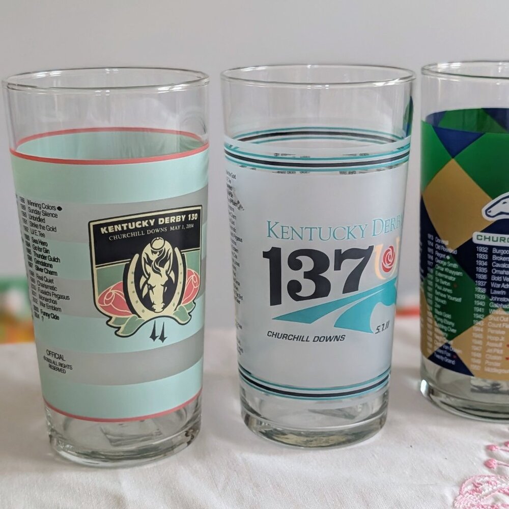 Set of 5 Kentucky Derby Mint Julep Glasses Mixed 2004-2015 130th-141st Official - Picture 2 of 9